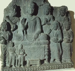 Relief von Buddha, der predigt
